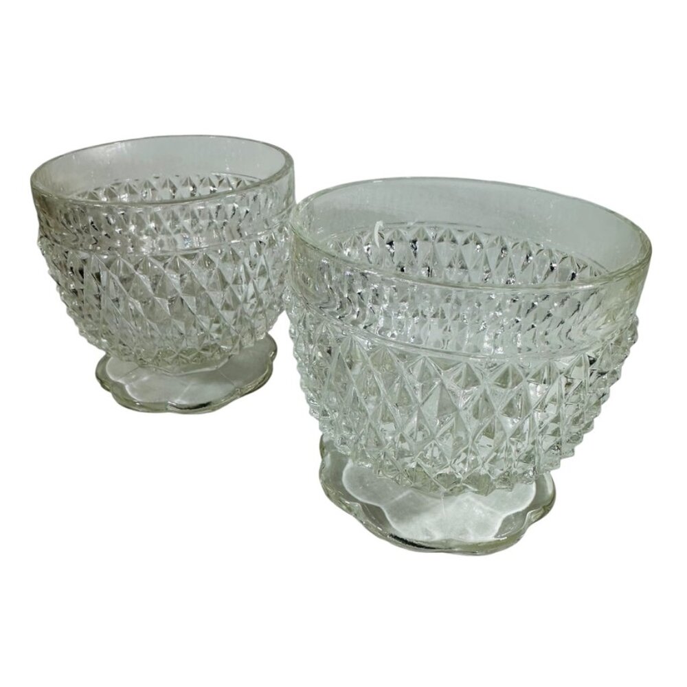 Two Clear Indiana Glass Pattern Tierra Votive Candle Holders